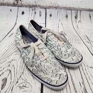 Keds Gray Silver Leopard‎ Print Sneakers Size 9 1/2